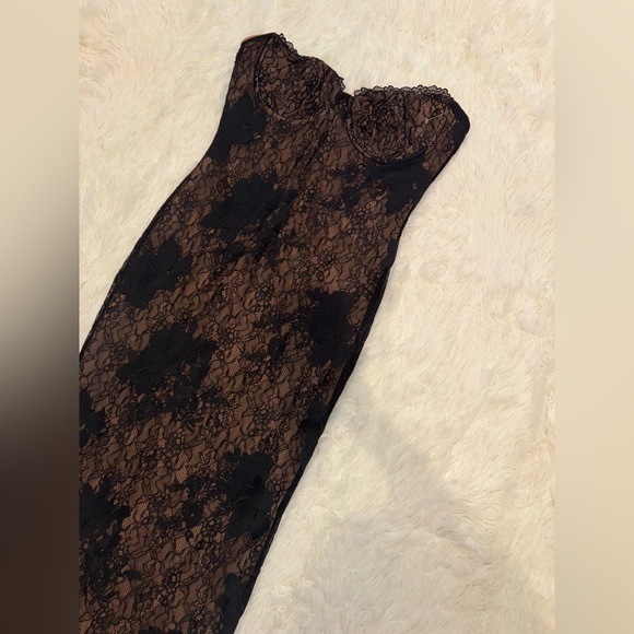 NEW House Of Cb Lucienne Strapless Stretch Lace Black Gown Sz XL - Picture 4 of 9